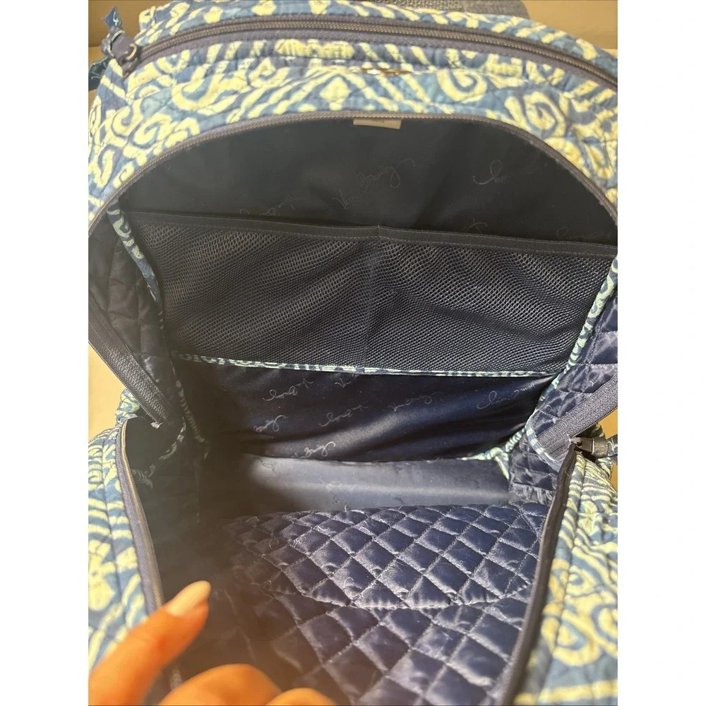 Vera Bradley Cuban Tiles Campus Tech Backpack RETIRED Blue Laptop Compartment